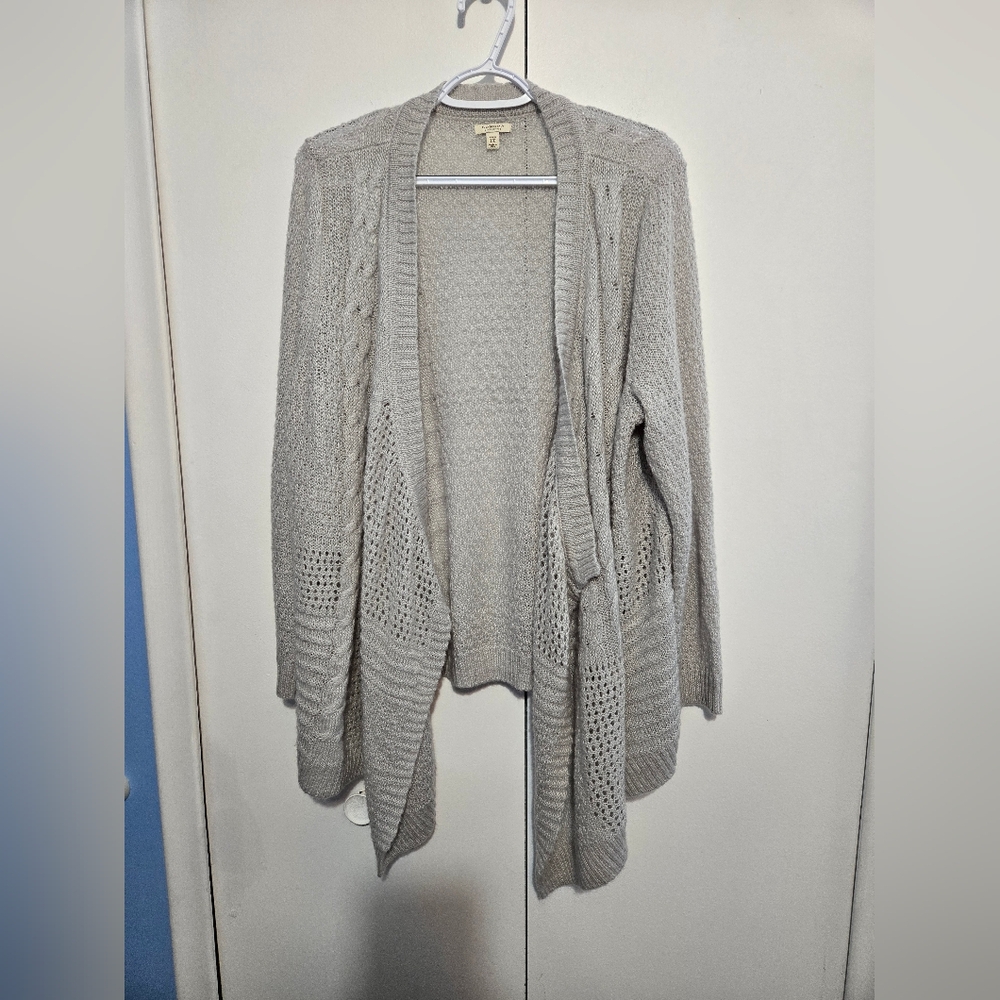 Sonoma Women's Gray Open-Front Knit Cardigan- Size 1X